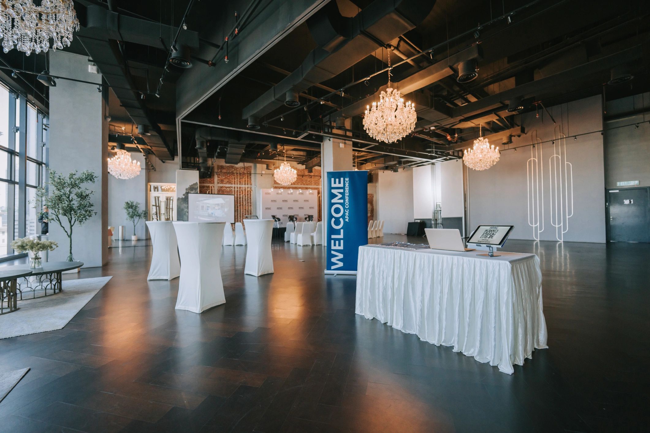 Event registration counter at a business conference